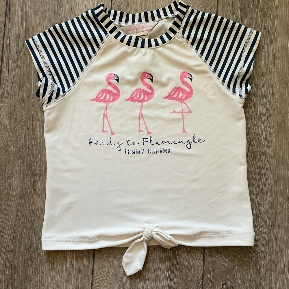 Tommy Bahama Girls Rash Guard Swim Top Flamingo 6X